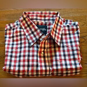 Wrangler Pearl Snap Men’s Dress Shirt, Black/Red/White, Size XL, NWOT